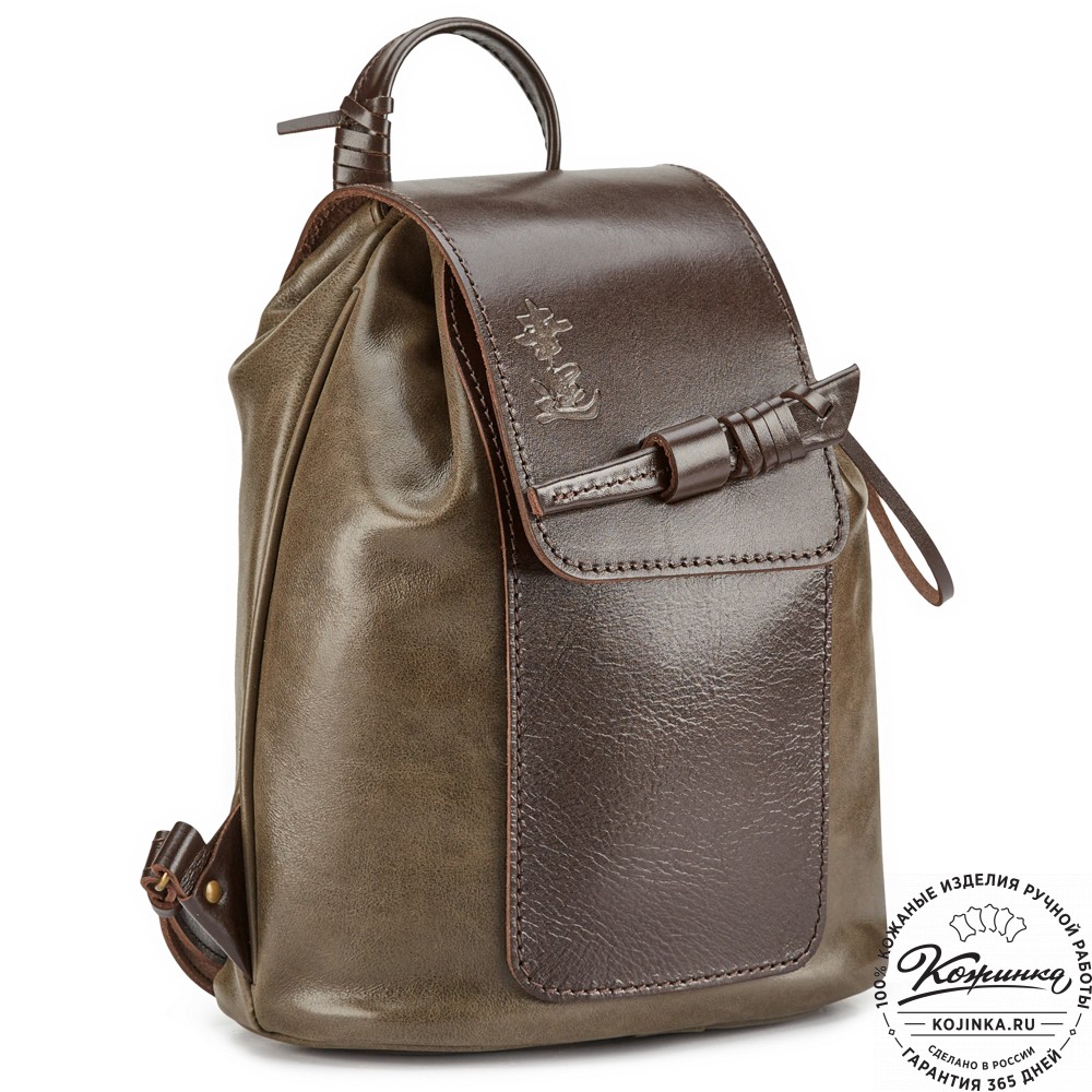 Женский кожаный рюкзак "Гейша" (оливковый)