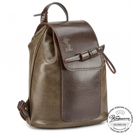 Женский кожаный рюкзак "Гейша" (оливковый)