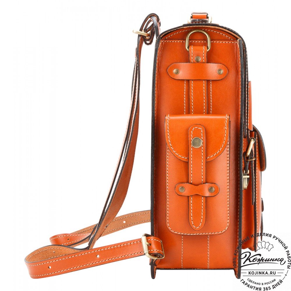Кожаный ранец-портфель "Джон" (оранжевый)