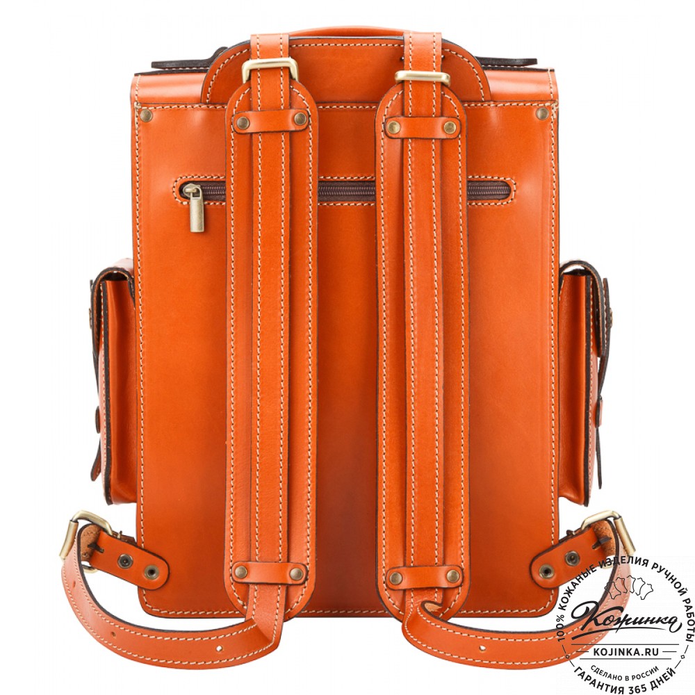 Кожаный ранец-портфель "Джон" (оранжевый)
