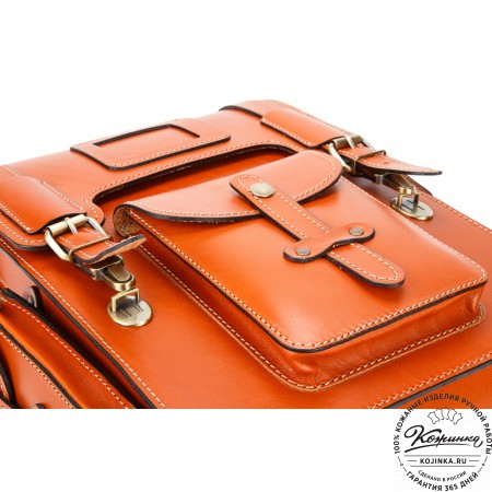 Кожаный ранец-портфель "Джон" (оранжевый)