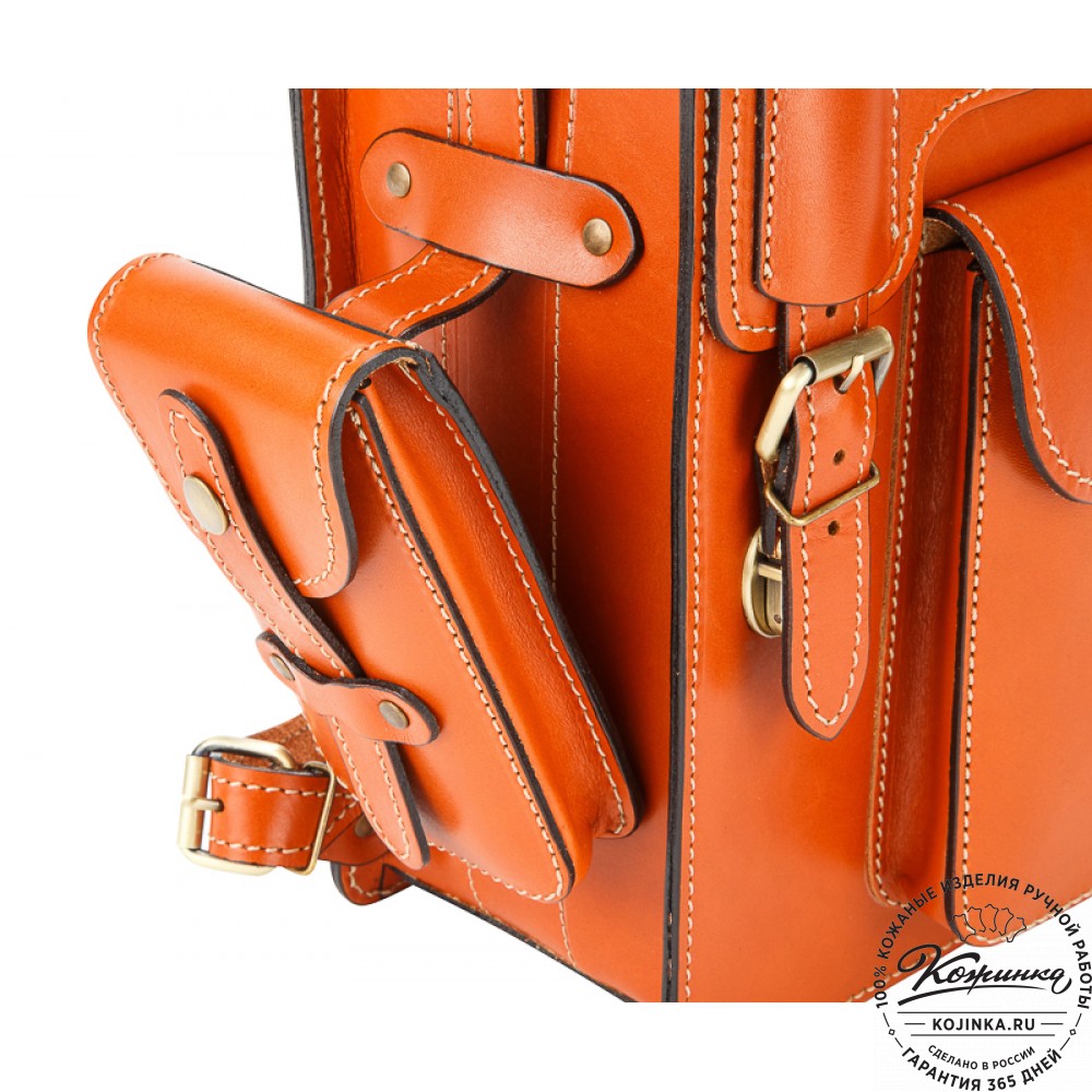 Кожаный ранец-портфель "Джон" (оранжевый)