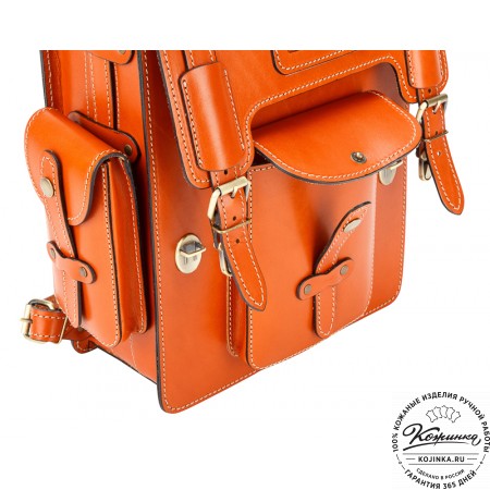 Кожаный ранец-портфель "Джон" (оранжевый)