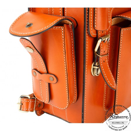 Кожаный ранец-портфель "Джон" (оранжевый)