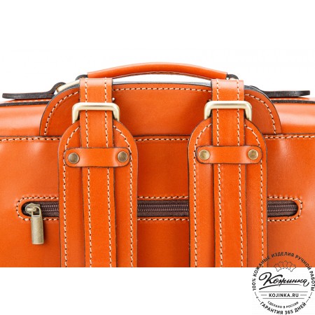 Кожаный ранец-портфель "Джон" (оранжевый)