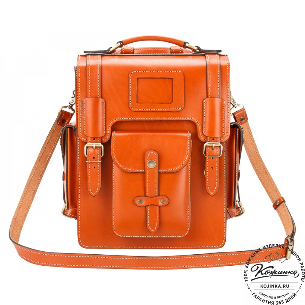 Кожаный ранец-портфель "Джон" (оранжевый)