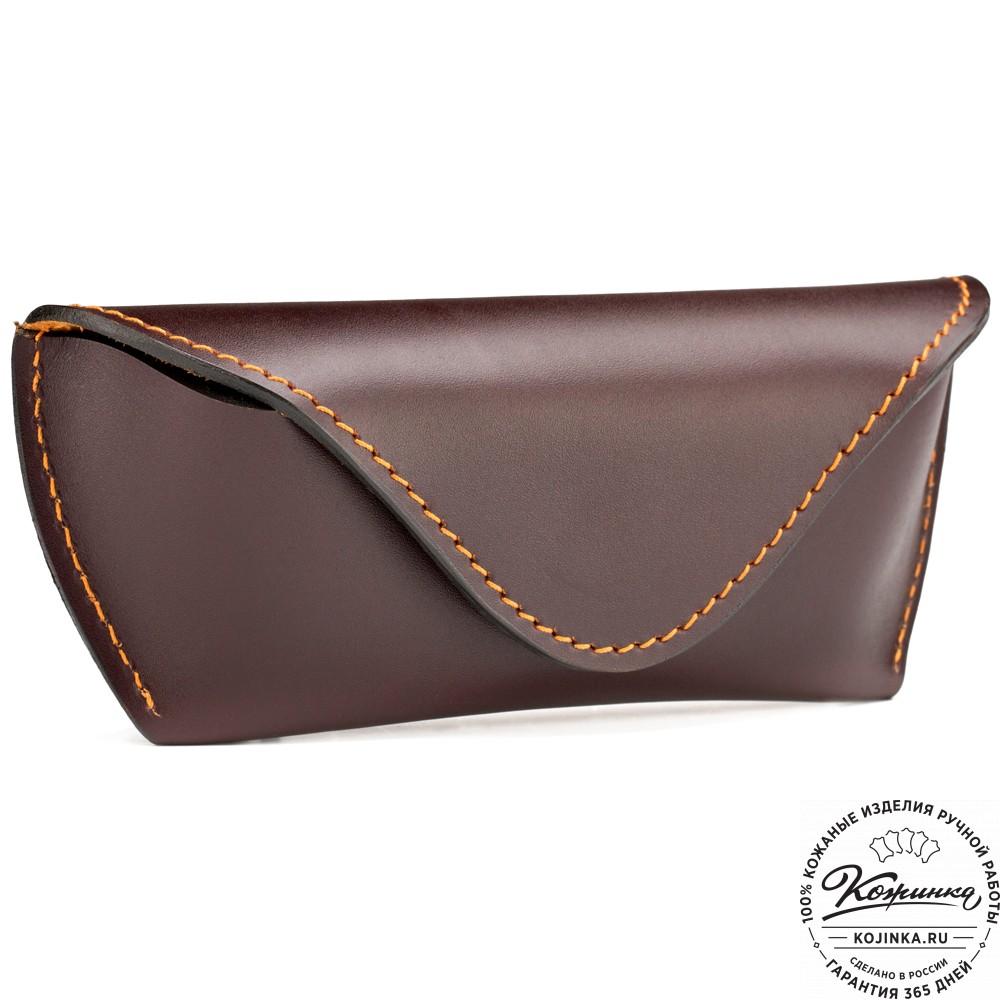 Кожаный футляр для очков из жёсткой кожи (коричневый)