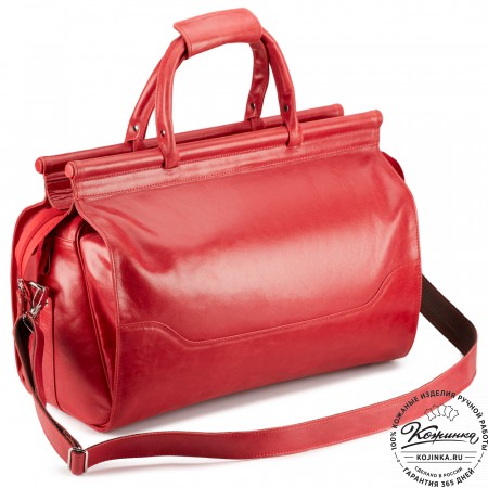 Кожаный дорожный саквояж "Гарри" (красный)