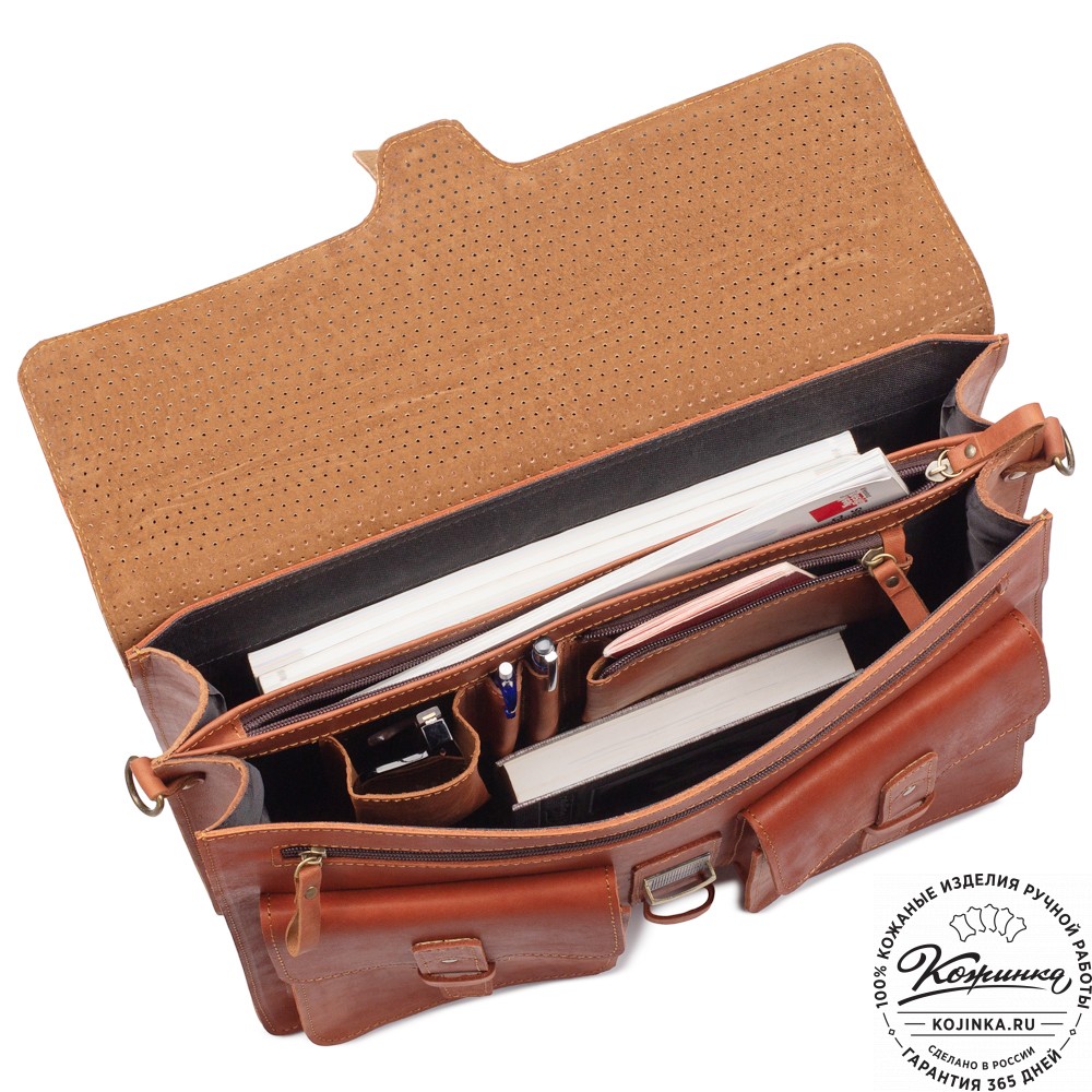 Кожаный портфель "Мирон" (рыжий)