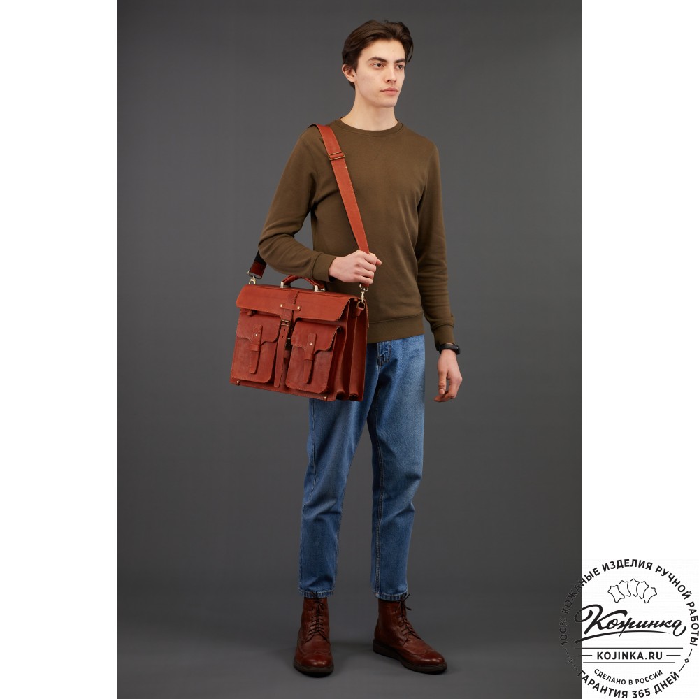Кожаный портфель "Мирон" (тёмно-коричневый)