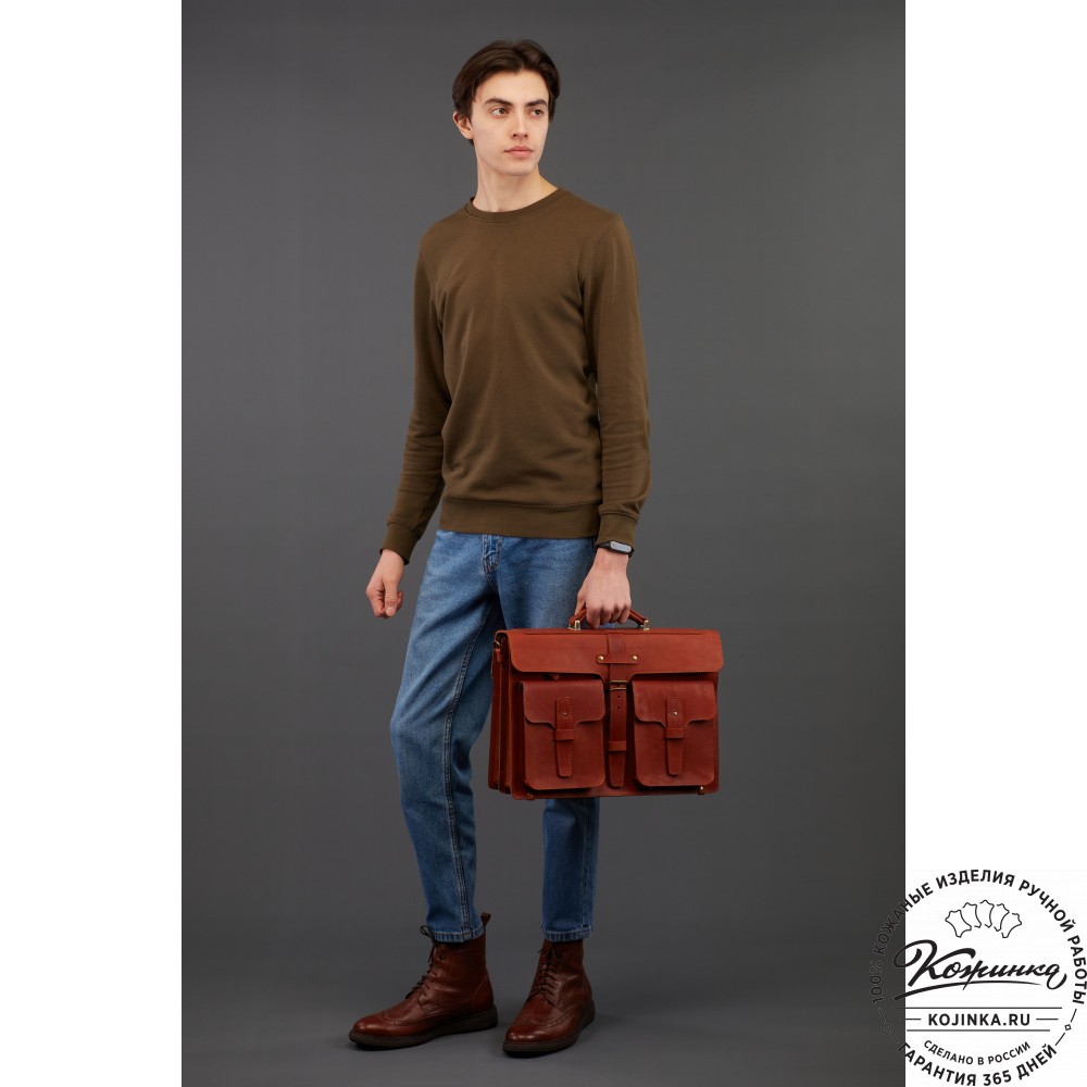 Кожаный портфель "Мирон" (тёмно-коричневый)