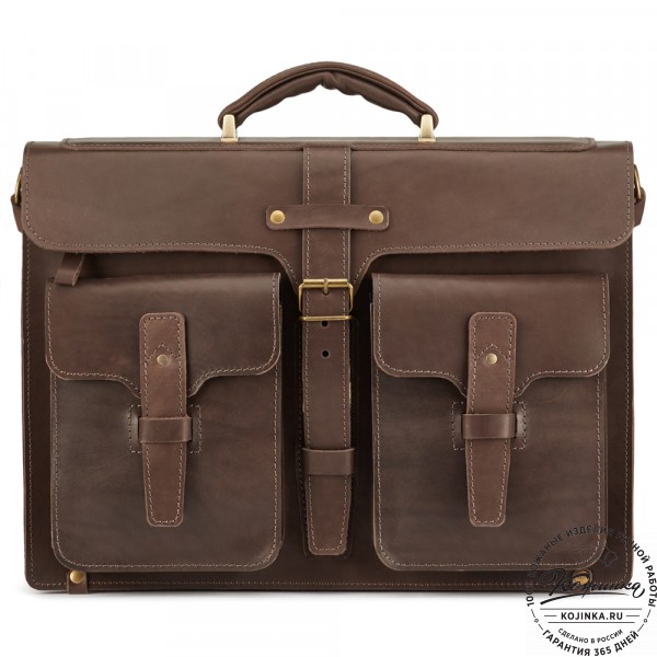 Кожаный портфель "Мирон" (тёмно-коричневый). фото 1