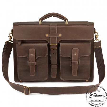 Кожаный портфель "Мирон" (тёмно-коричневый)