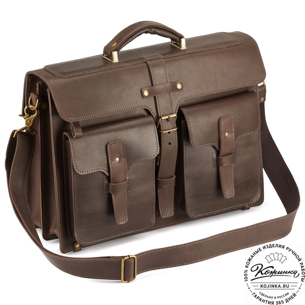 Кожаный портфель "Мирон" (тёмно-коричневый)