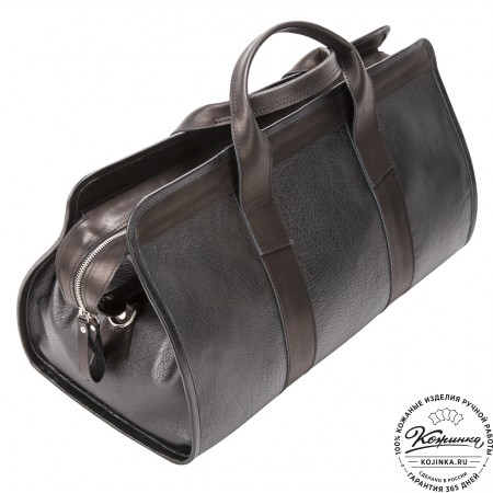 Кожаная дорожная сумка "Чарли" (чёрная)