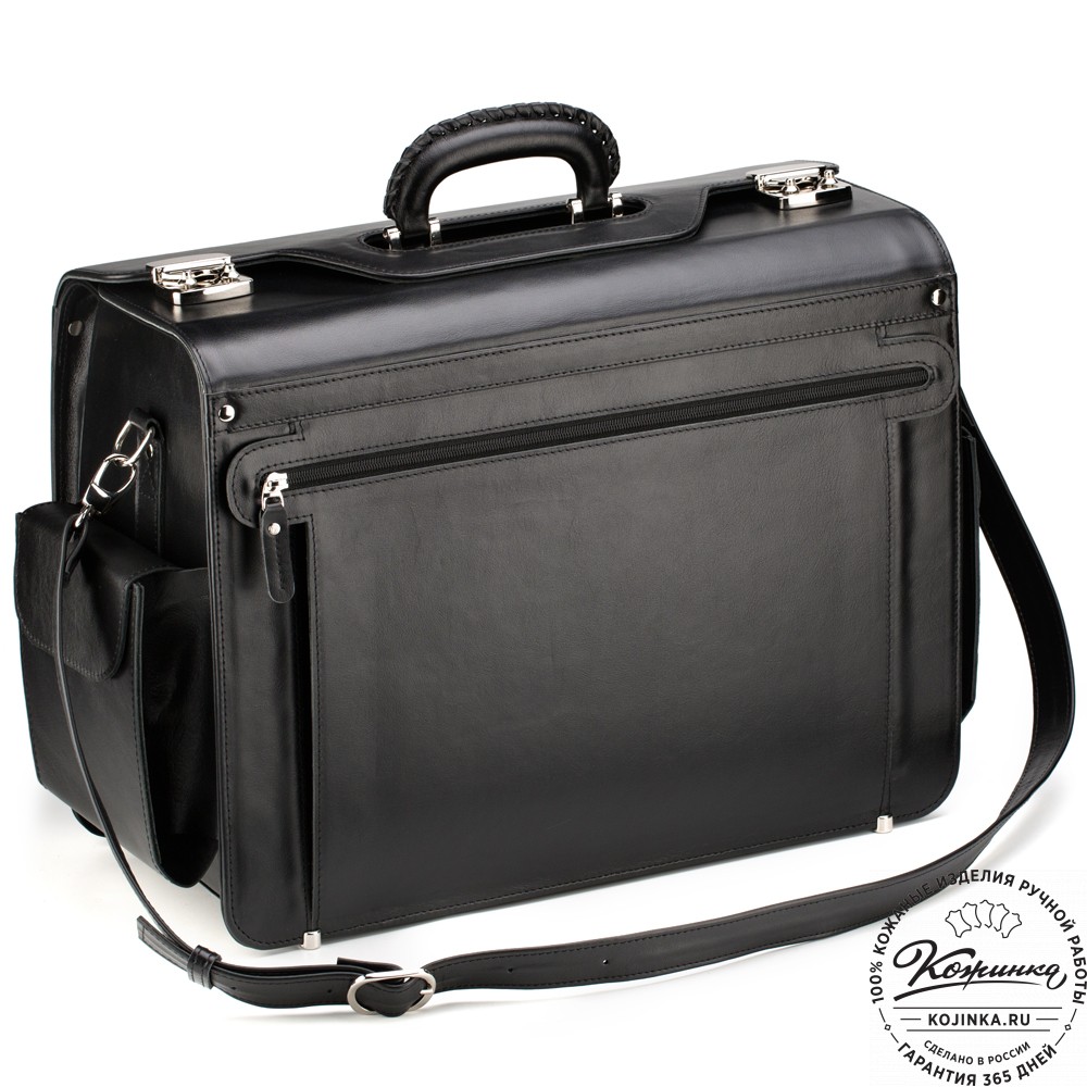 Кожаный портфель-кофр "Аркадий" (чёрный)