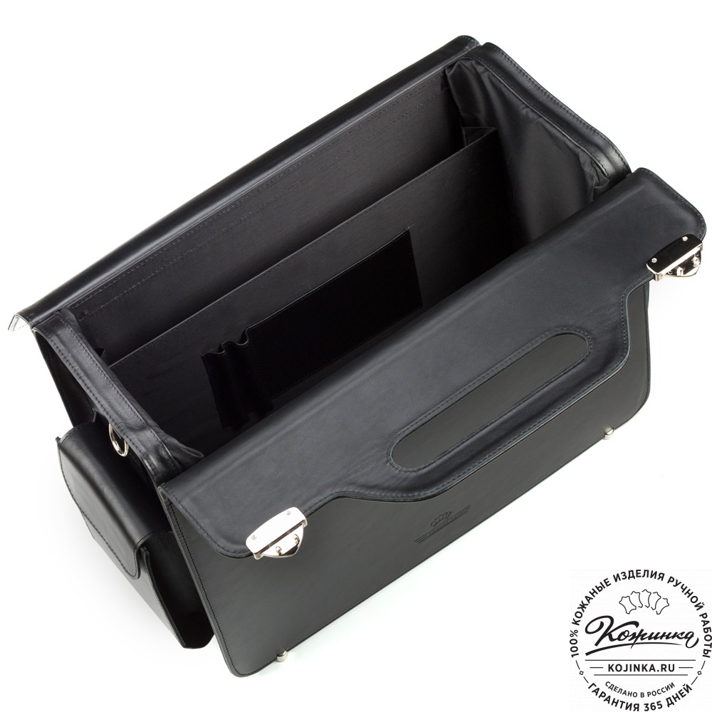 Кожаный портфель-кофр "Аркадий" (чёрный)