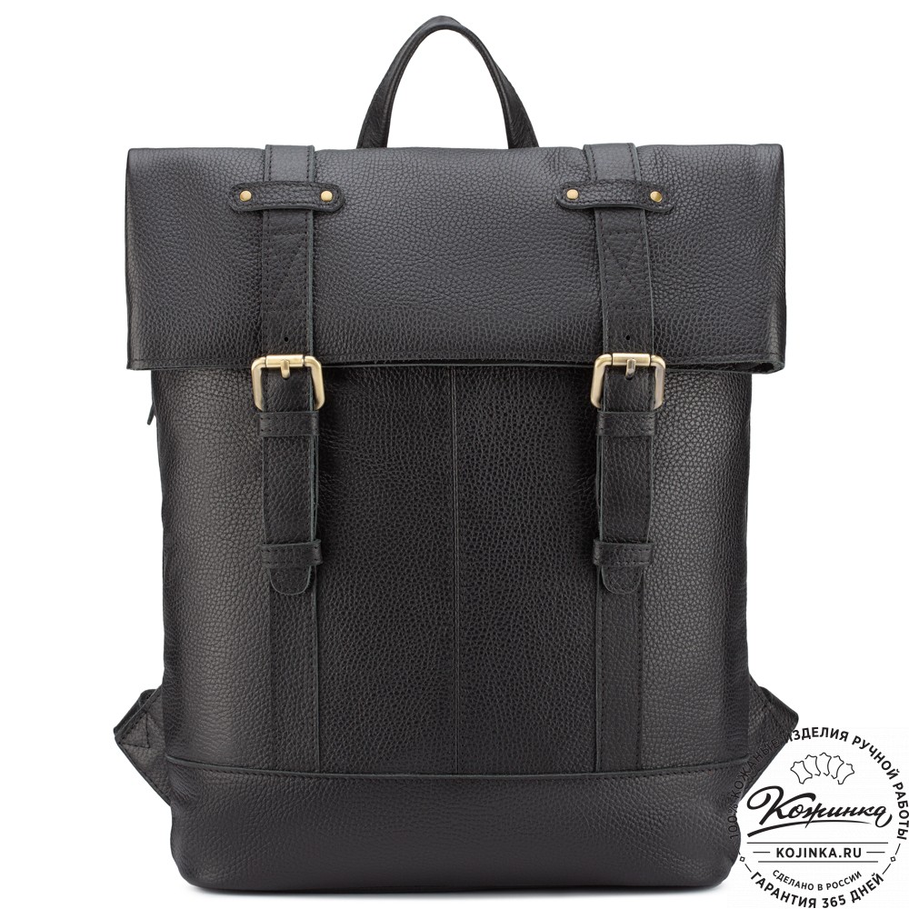 Кожаный рюкзак "Бэнжамин" (чёрный)