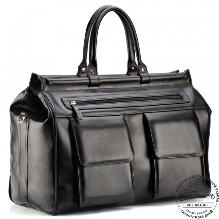 Кожаный дорожный саквояж "Бранденбург" (чёрный)