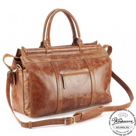 Кожаный городской саквояж "Фостер" (рыжий антик)