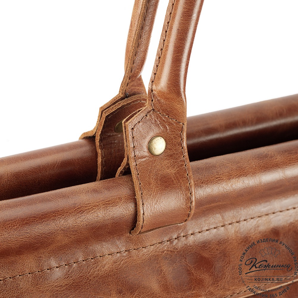 Кожаный городской саквояж "Фостер" (рыжий антик)