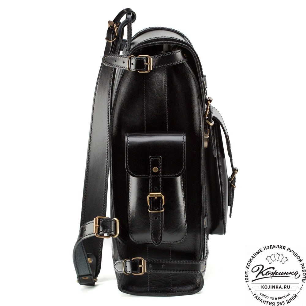 Кожаный ранец "Максимус 3" (чёрный)