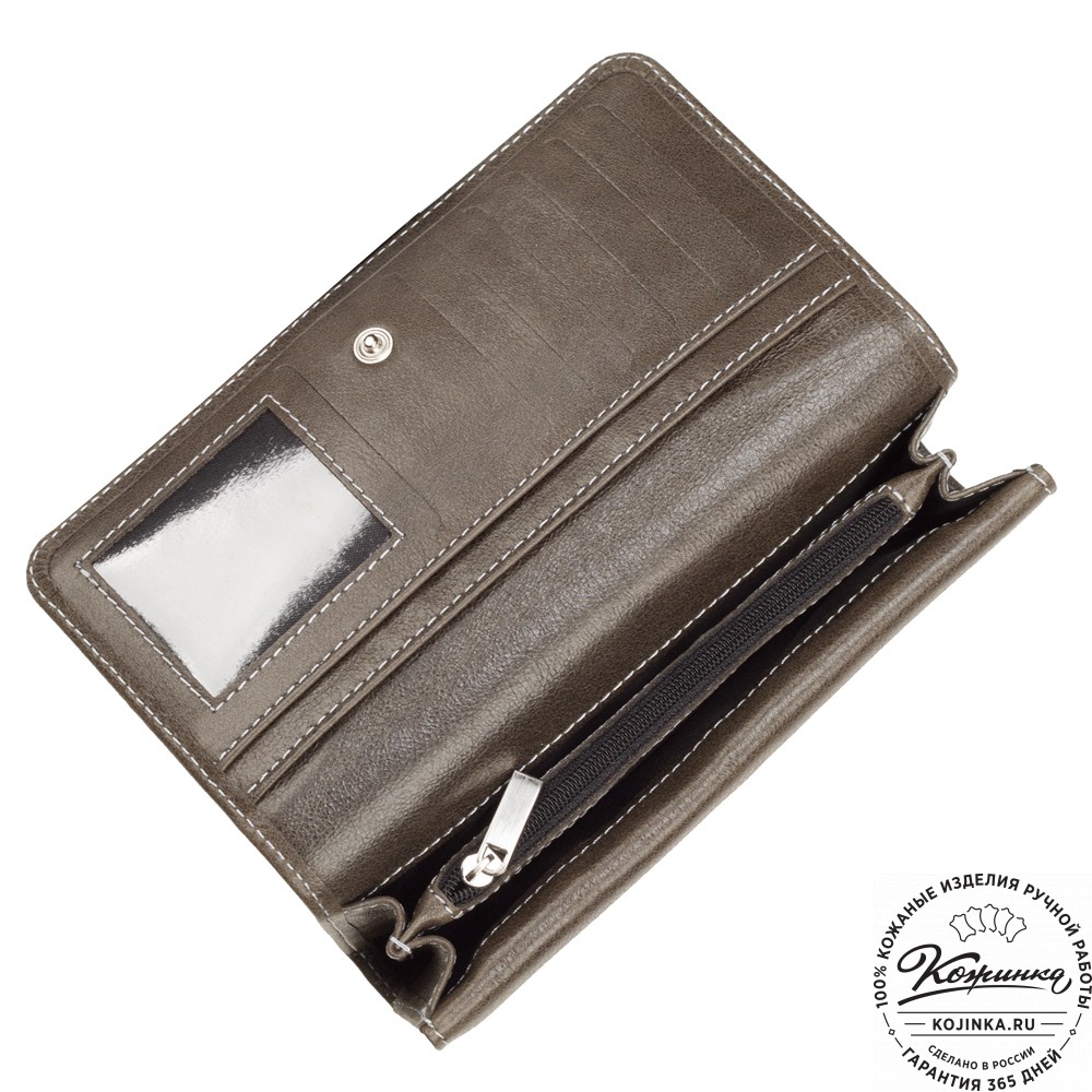 Кожаное портмоне "Франция" (оливковое)