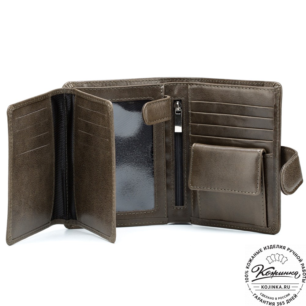 Кожаное портмоне "Пушкин" (оливковое)