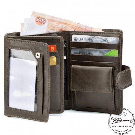 Кожаное портмоне "Пушкин" (оливковое)