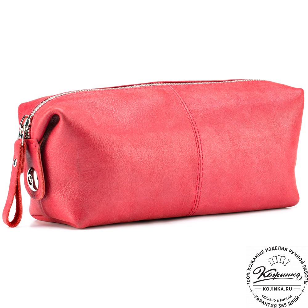 Кожаная косметичка "Бамбина" (красная)