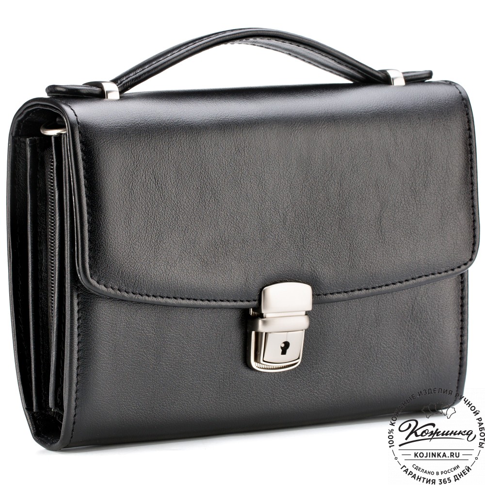Кожаная барсетка "Фидель" (чёрная)