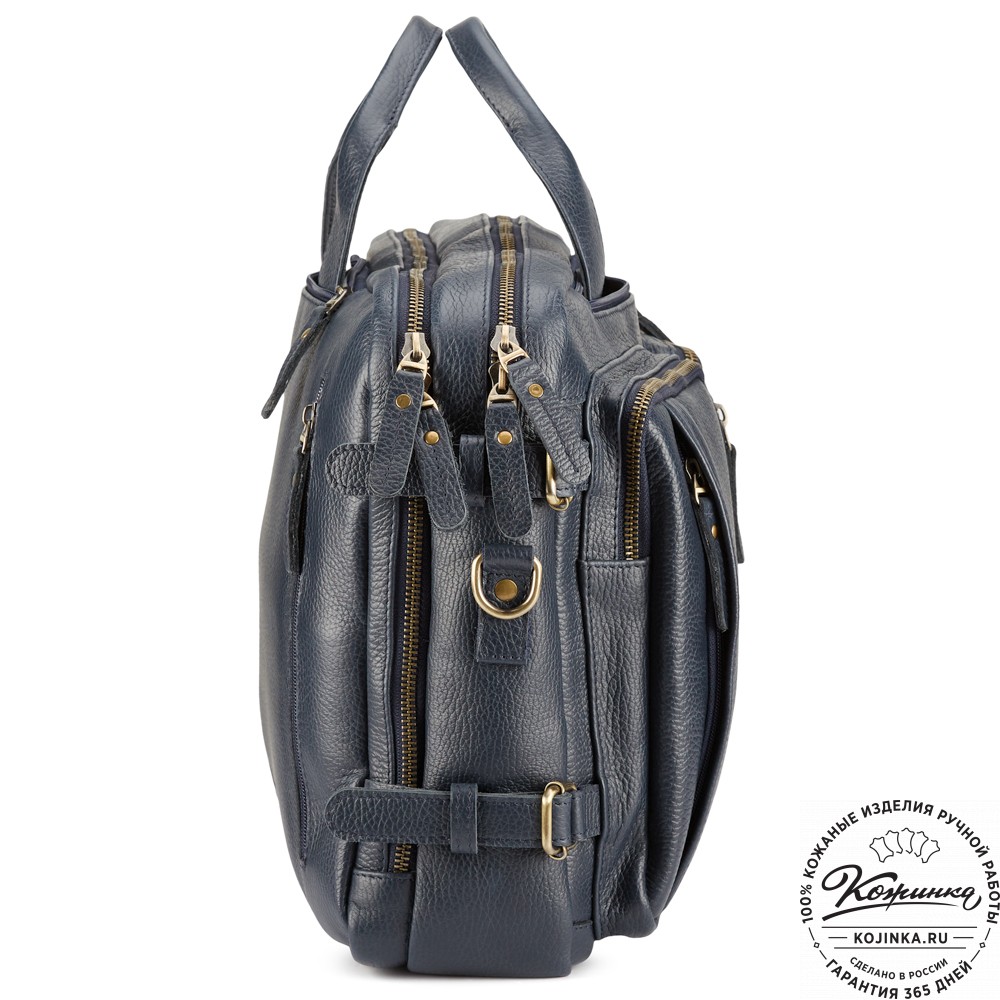 Кожаная сумка-рюкзак "Бигмэн" (синяя)