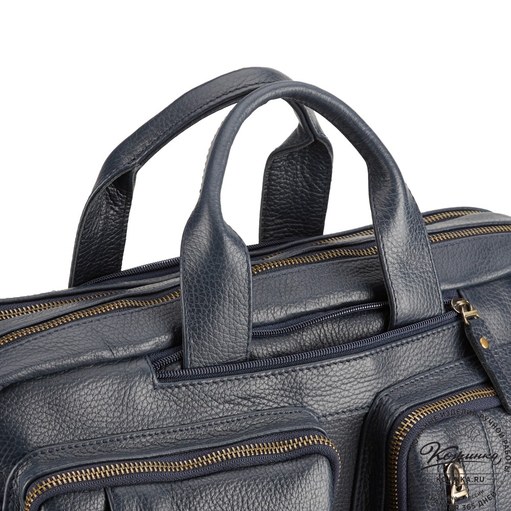 Кожаная сумка-рюкзак "Бигмэн" (синяя)