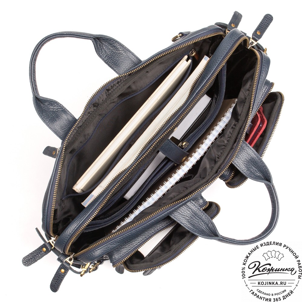 Кожаная сумка-рюкзак "Бигмэн" (синяя)
