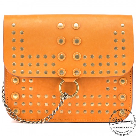 Женская кожаная сумка "Мариарт" (рыжая)