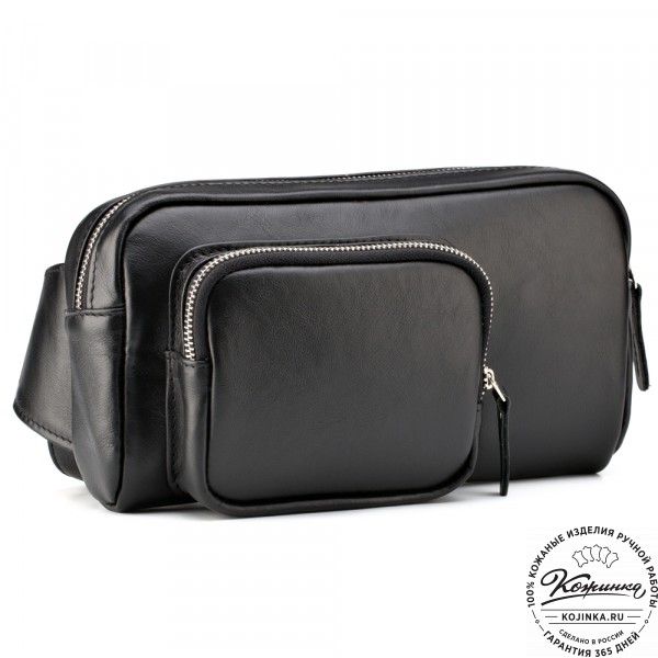 Мужская кожаная сумка "Серж" (черная). фото 1