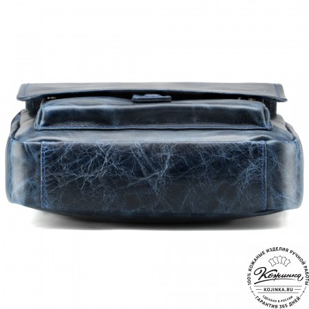 Кожаная сумка через плечо "Алекс" (синий антик) 