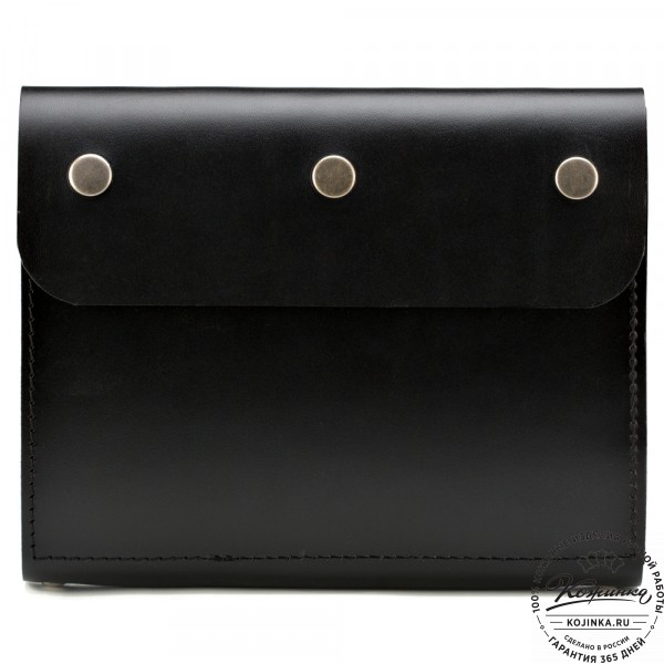 Кожаный ежедневник на кольцах "Джексон" (чёрный). фото 1