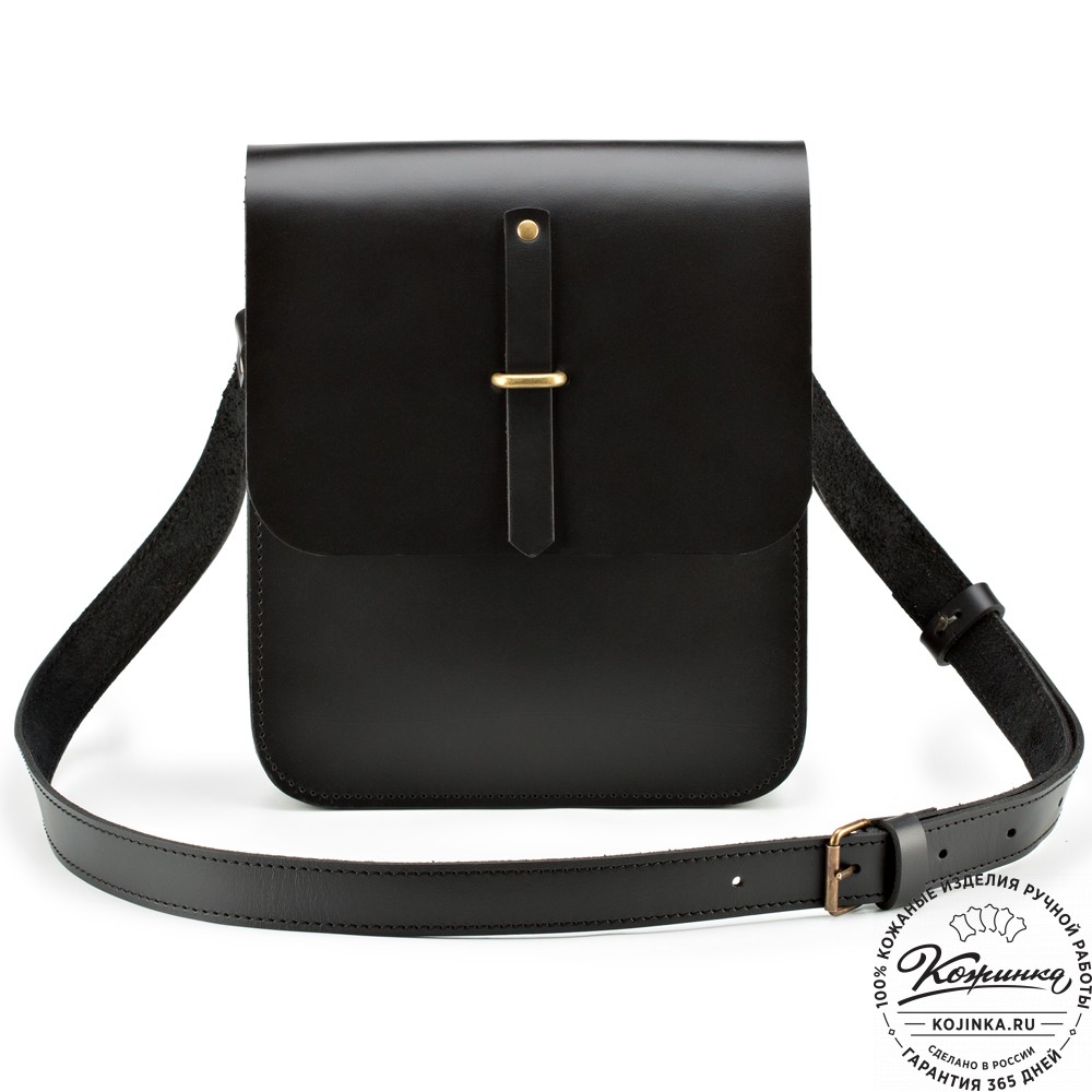 Кожаная сумка через плечо "Казань" (чёрная) 
