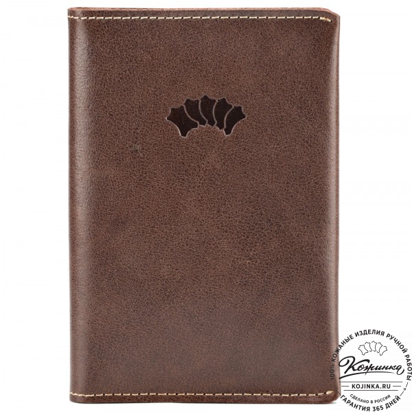 Кожаная обложка на паспорт "Сингапур" (коричневая) . фото 1