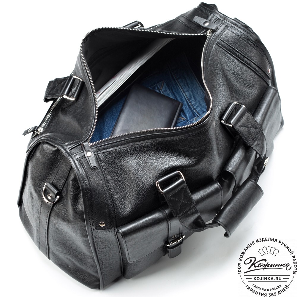 Кожаная дорожная сумка "Балтимор" (чёрная)