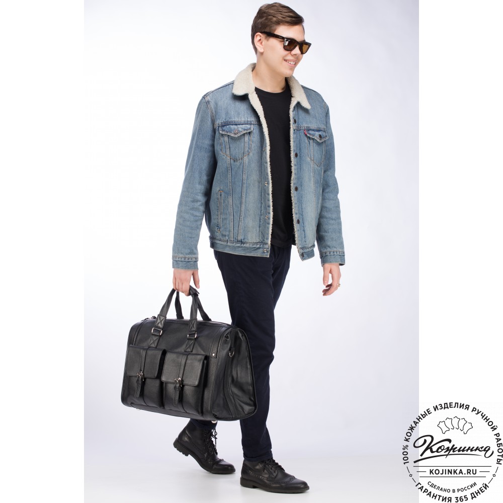 Кожаная дорожная сумка "Балтимор" (чёрная)