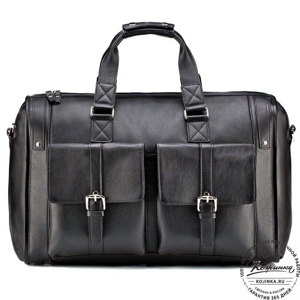 Кожаная дорожная сумка "Балтимор" (чёрная)