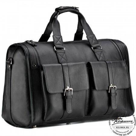 Кожаная дорожная сумка "Балтимор" (чёрная)