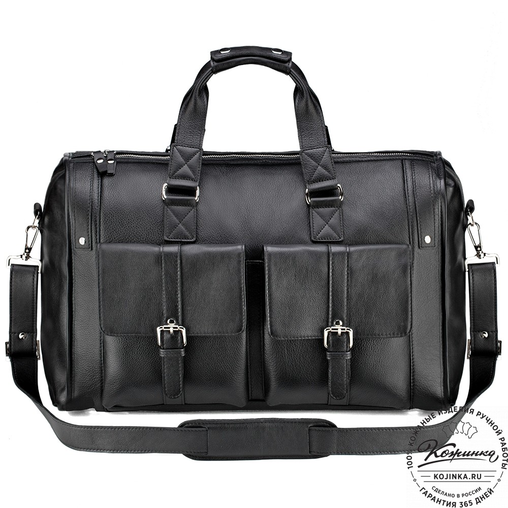 Кожаная дорожная сумка "Балтимор" (чёрная)