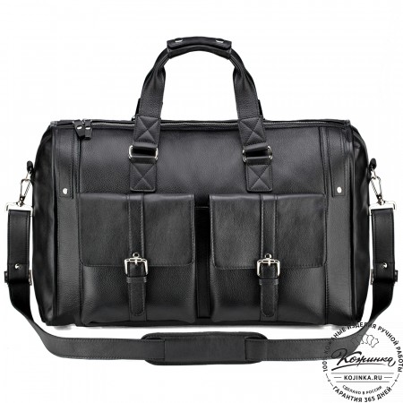 Кожаная дорожная сумка "Балтимор" (чёрная)