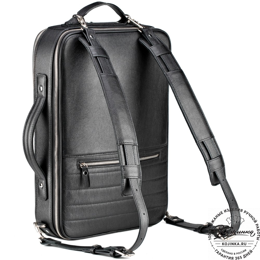 Кожаный рюкзак-сумка "Лесснер" (черный)