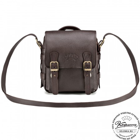 Кожаная сумка через плечо "Джек" (тёмно-коричневая) 