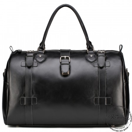 Кожаная дорожная сумка "Кордова" (чёрная)