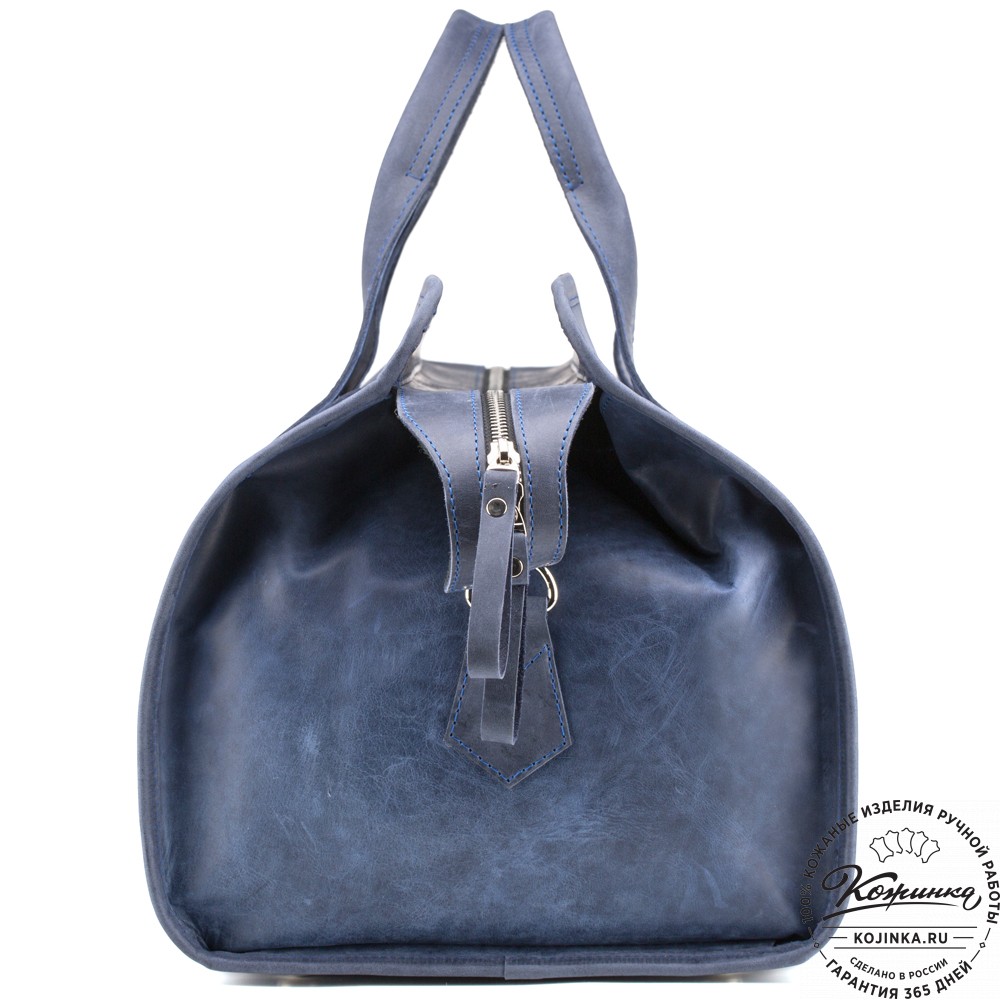 Кожаная дорожная сумка "Чарли" (синий крейзи)
